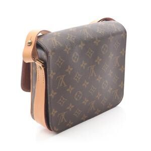 Louis Vuitton Cartessier Shoulder Leather Canvas Bag Brown Monogram